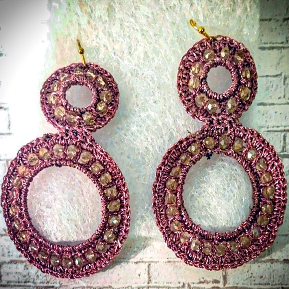 Free People, Boho Lightweight, Lavender W Delicate beading, Dangle Earrings New - Picture 2 of 8